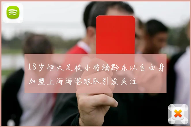 18岁恒大足校小将杨黔东以自由身加盟上海海港球队引发关注